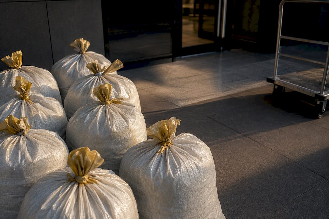 1788839058080_Sealed-document-sacks-awaiting-bulk-collection Sealed document sacks awaiting bulk collection