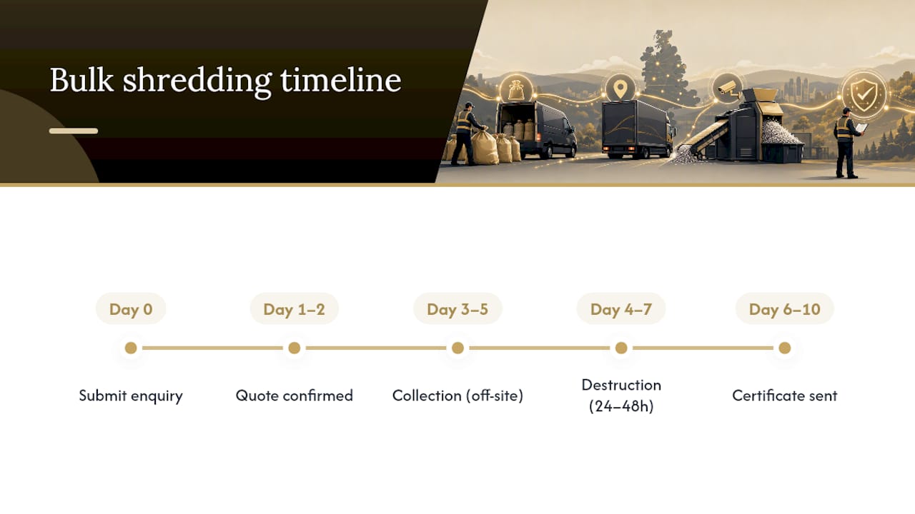 Bulk shredding timeline from enquiry to certificate