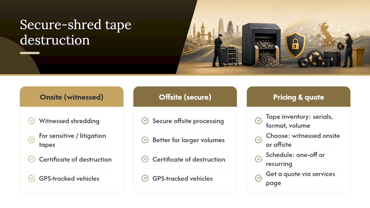 How Secure-shred handles tape destruction for you — overview diagram