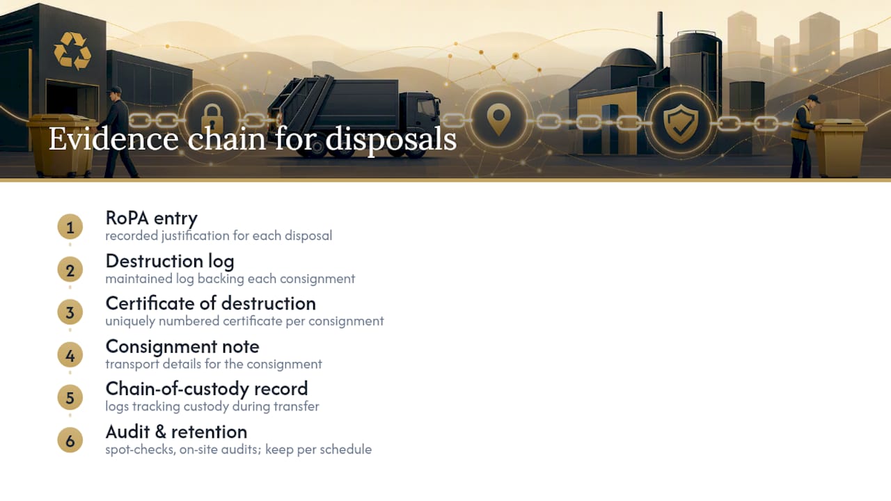 Confidential waste compliance evidence chain
